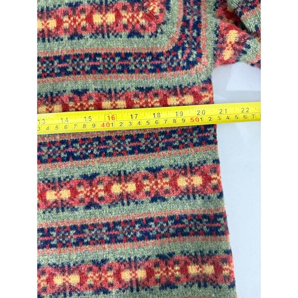 Vintage SKYR Fair Isle 100% Wool Knit Cardigan Sweater Nordic Ski Sz L - Picture 8 of 9